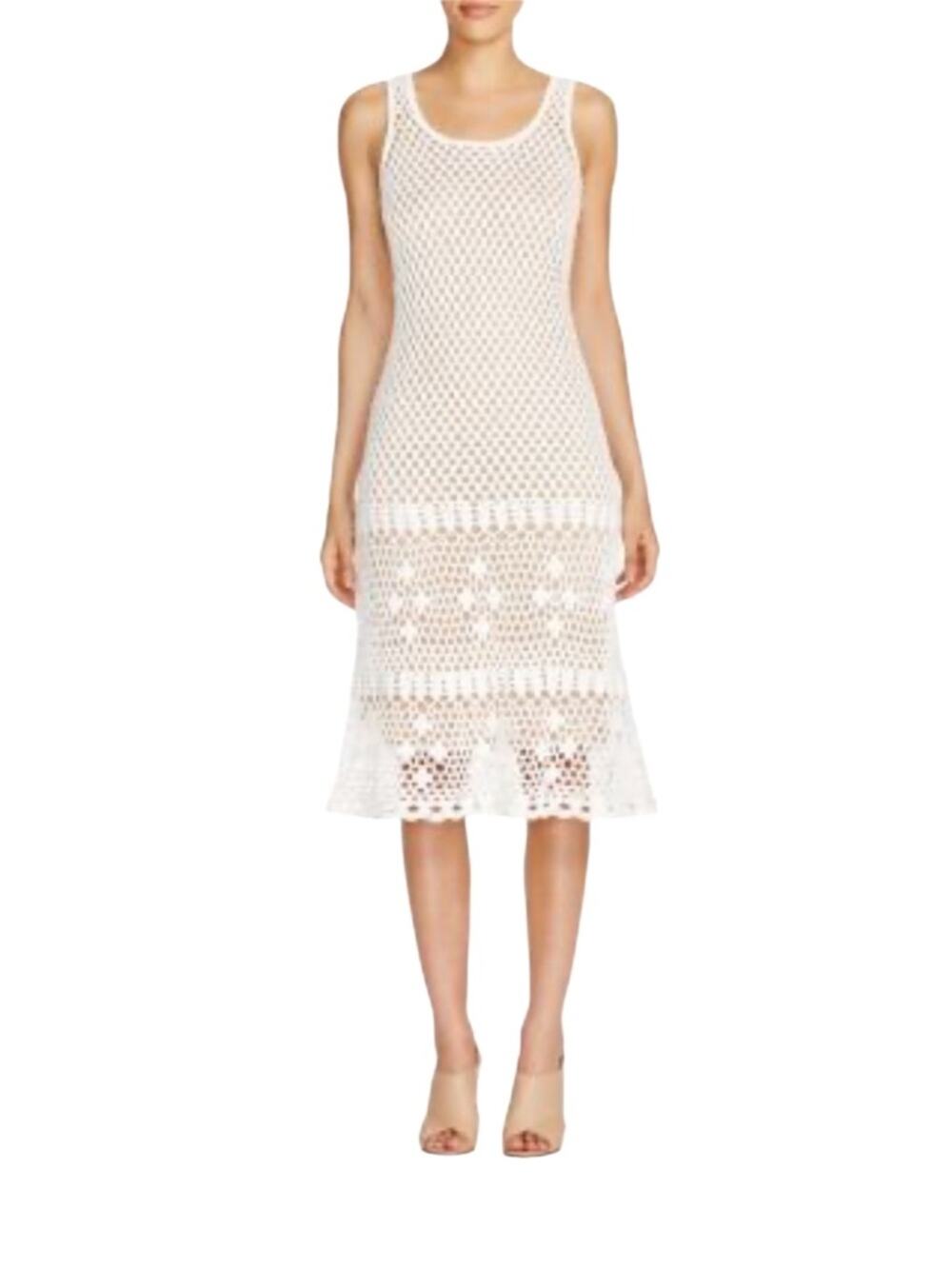MICHAEL Michael Kors Crochet Tank Dress White With Nude Lining Size Medium